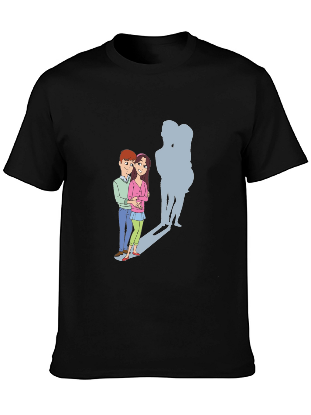 Cartoon Couple T-Shirt: Love & Shadows