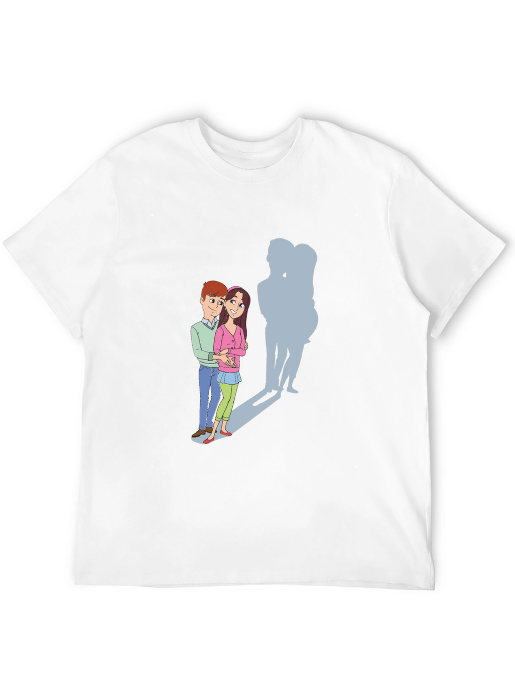 Cartoon Couple T-Shirt: Love & Shadows