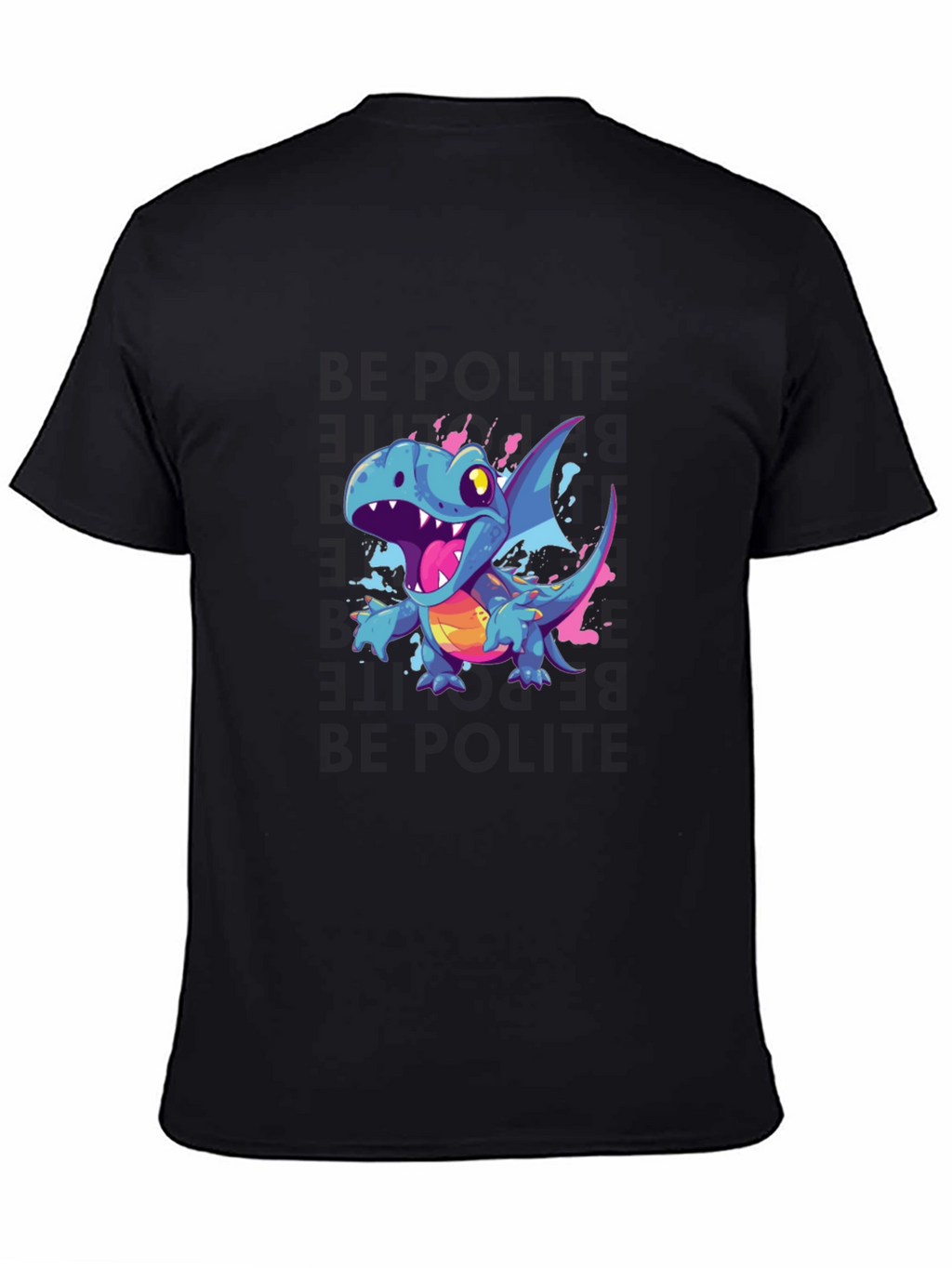 Cartoon Dragon Graphic Black T-Shirt