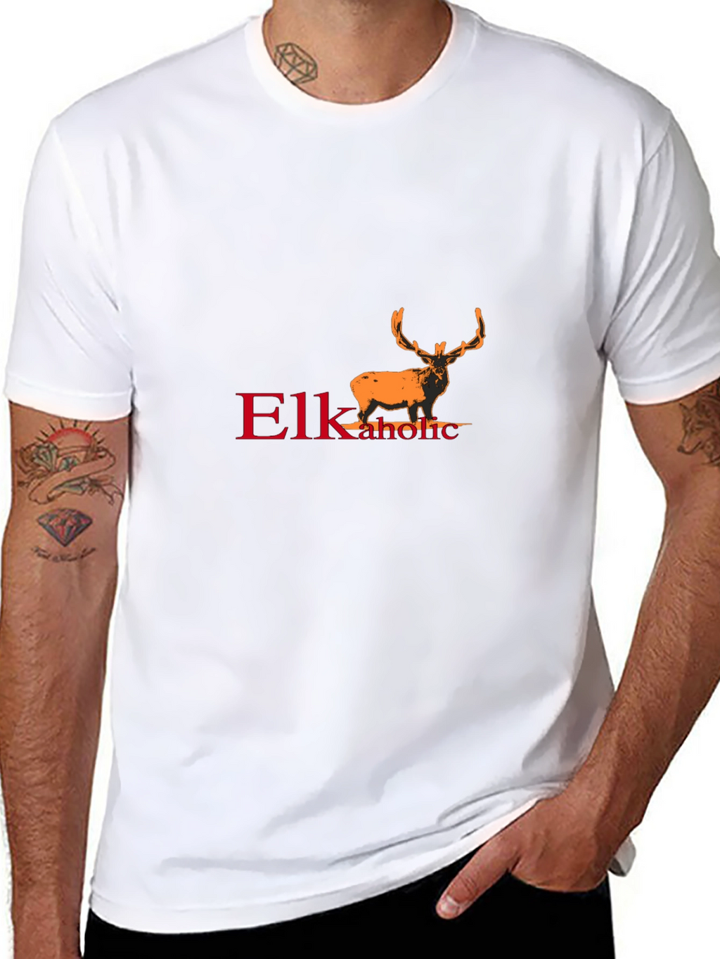 Elkaholic Black T-Shirt - Unique Elk Design