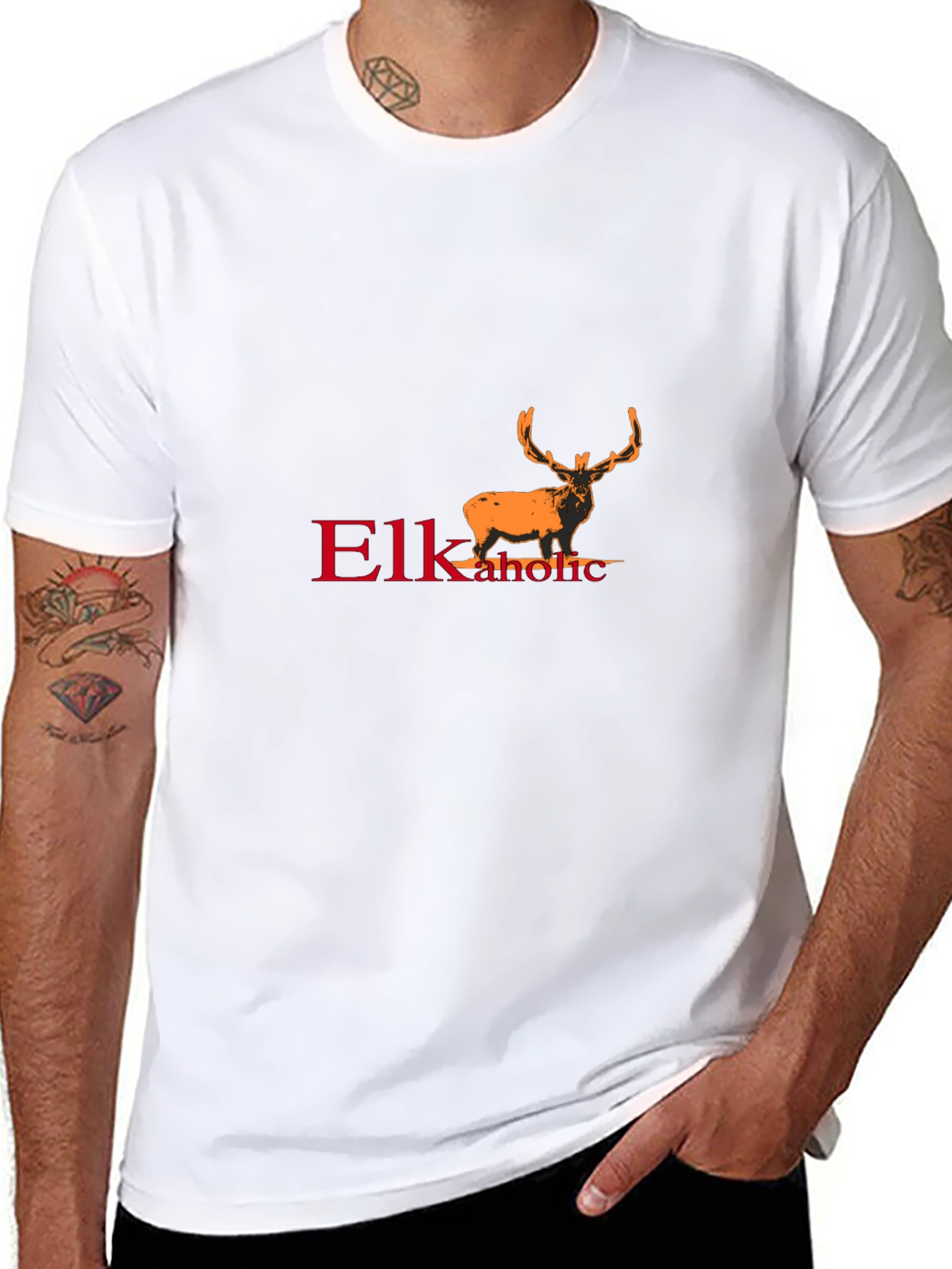 Elkaholic Black T-Shirt - Unique Elk Design