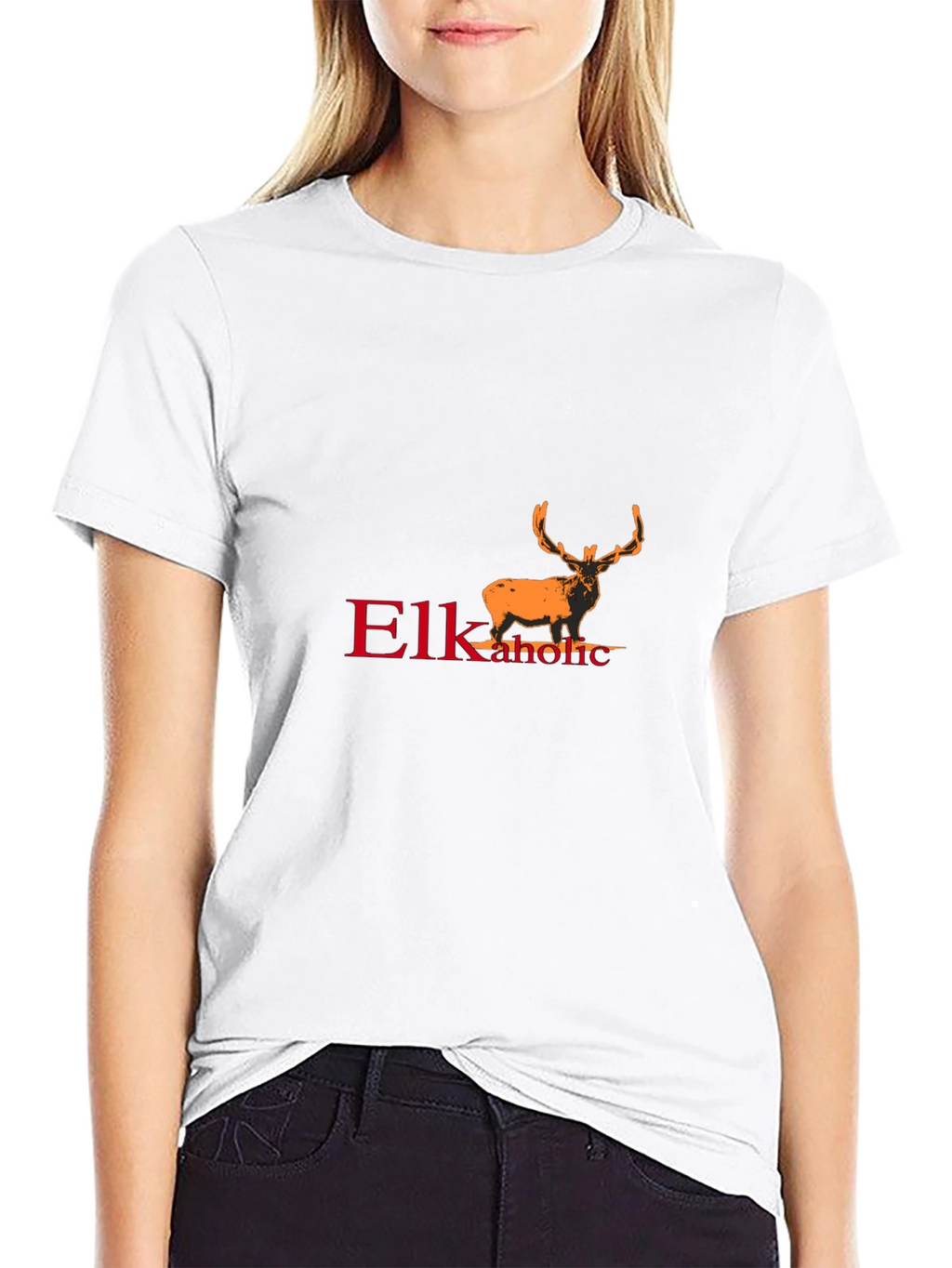Elkaholic Black T-Shirt - Unique Elk Design