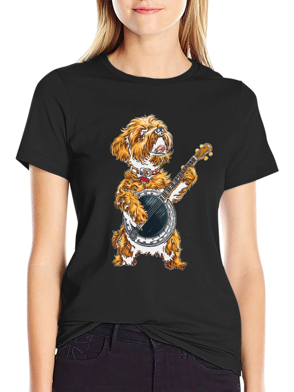 Dog Playing Banjo Graphic Tee