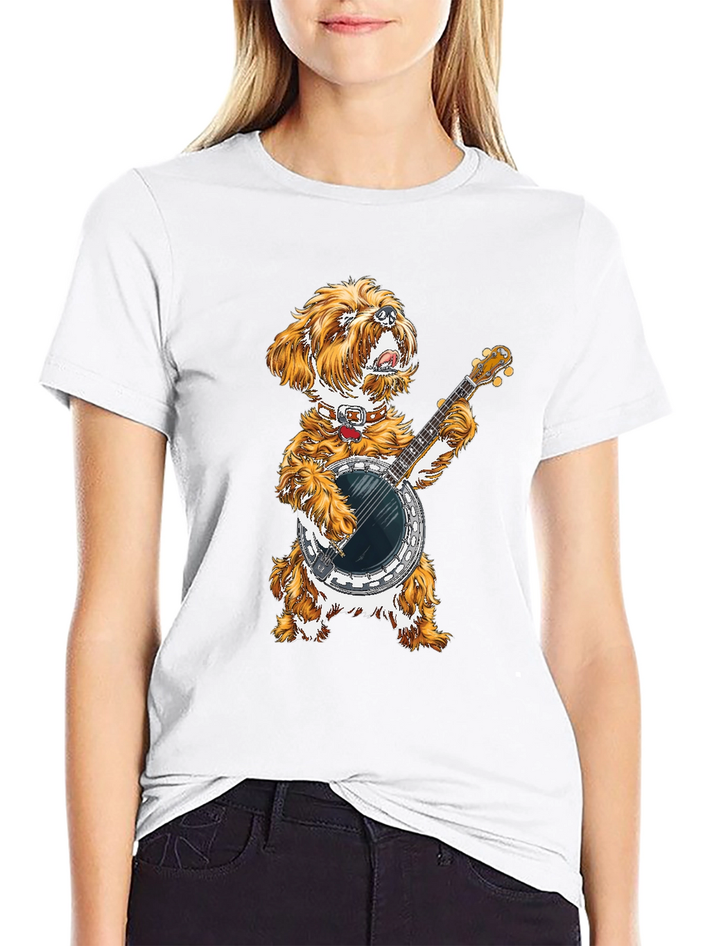 Dog Playing Banjo Graphic Tee