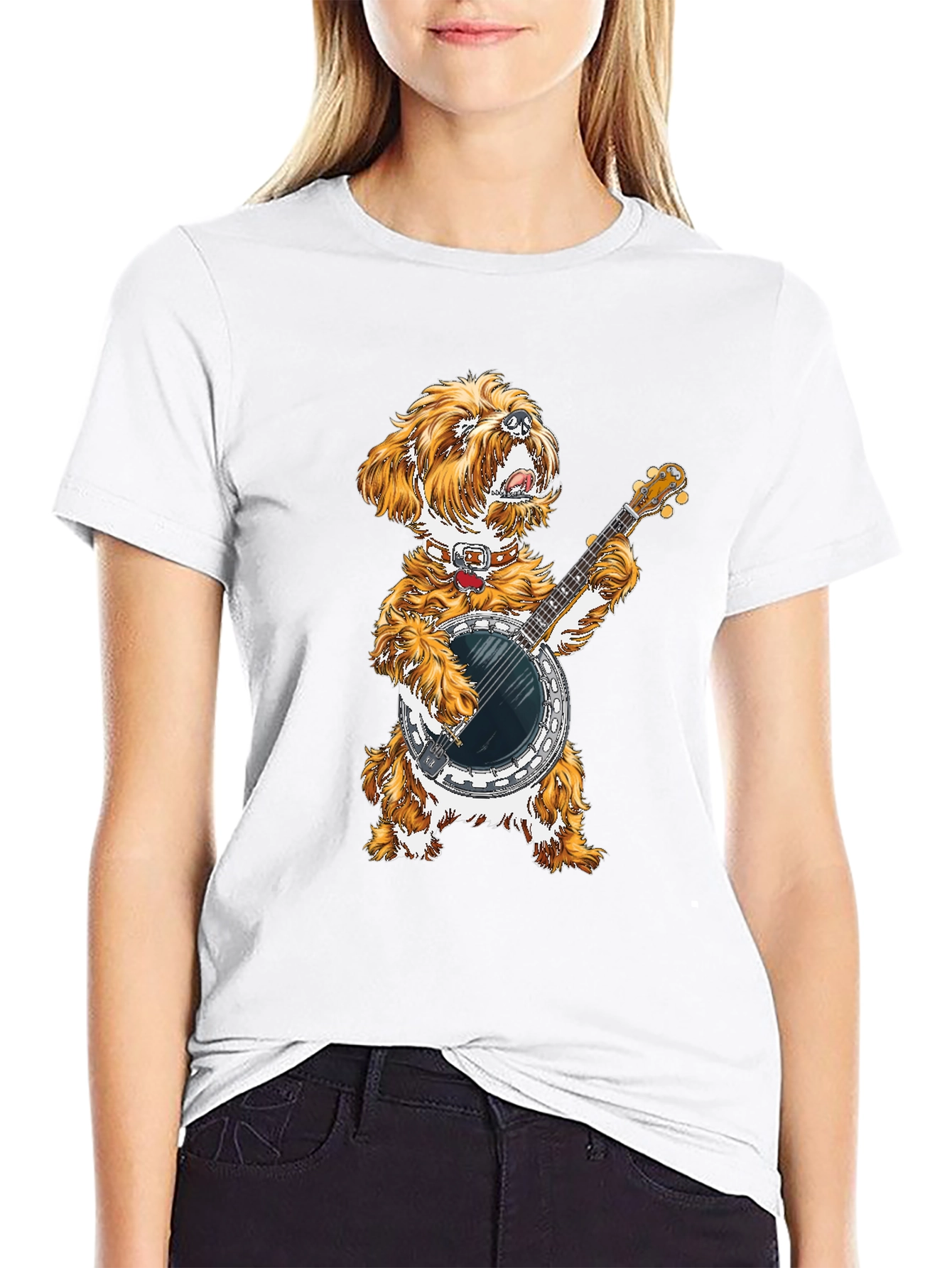 Dog Playing Banjo Graphic Tee