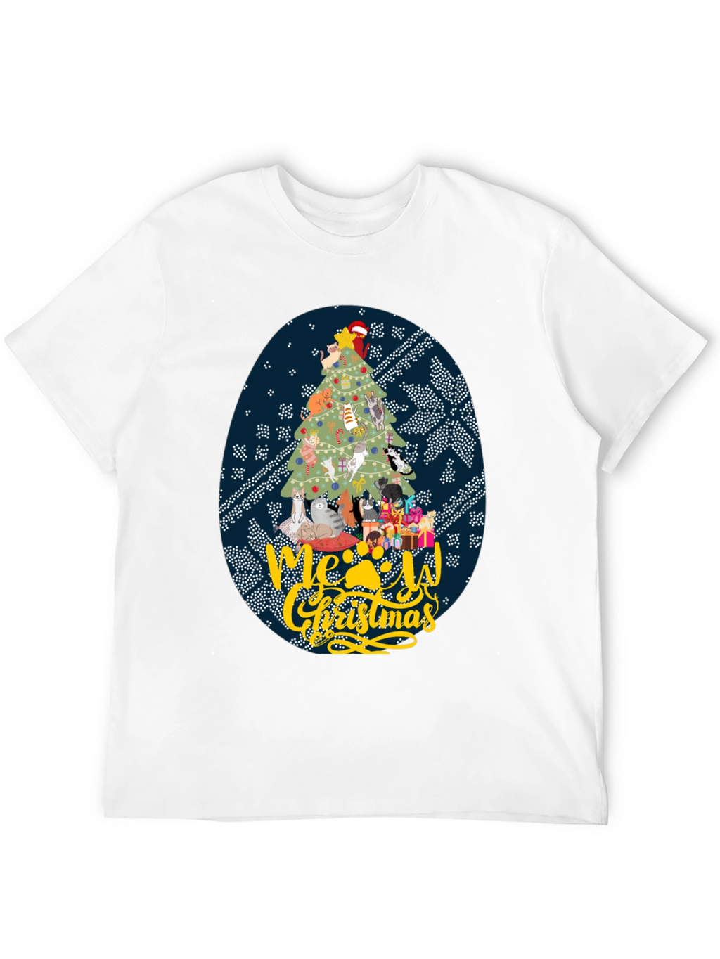 Meowy Christmas Cat Tree Graphic Tee