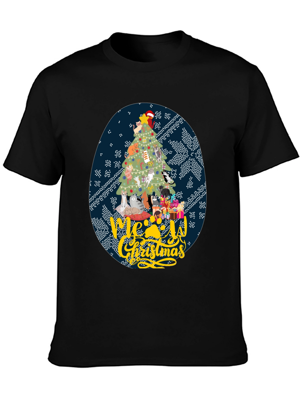 Meowy Christmas Cat Tree Graphic Tee