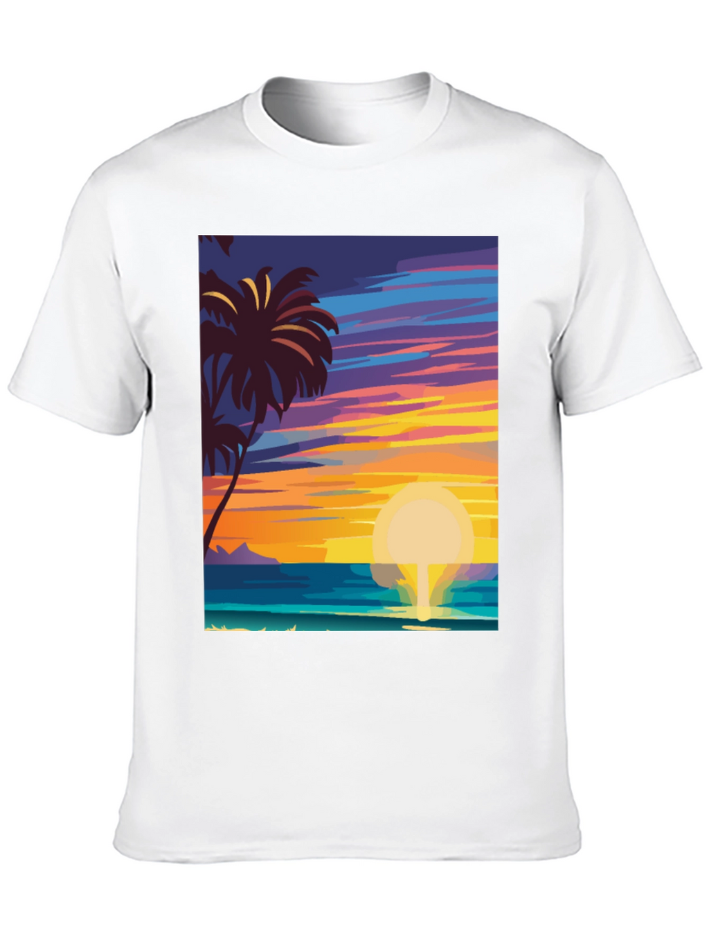 Tropical Sunset Graphic Tee - Island Vibes Black T-Shirt