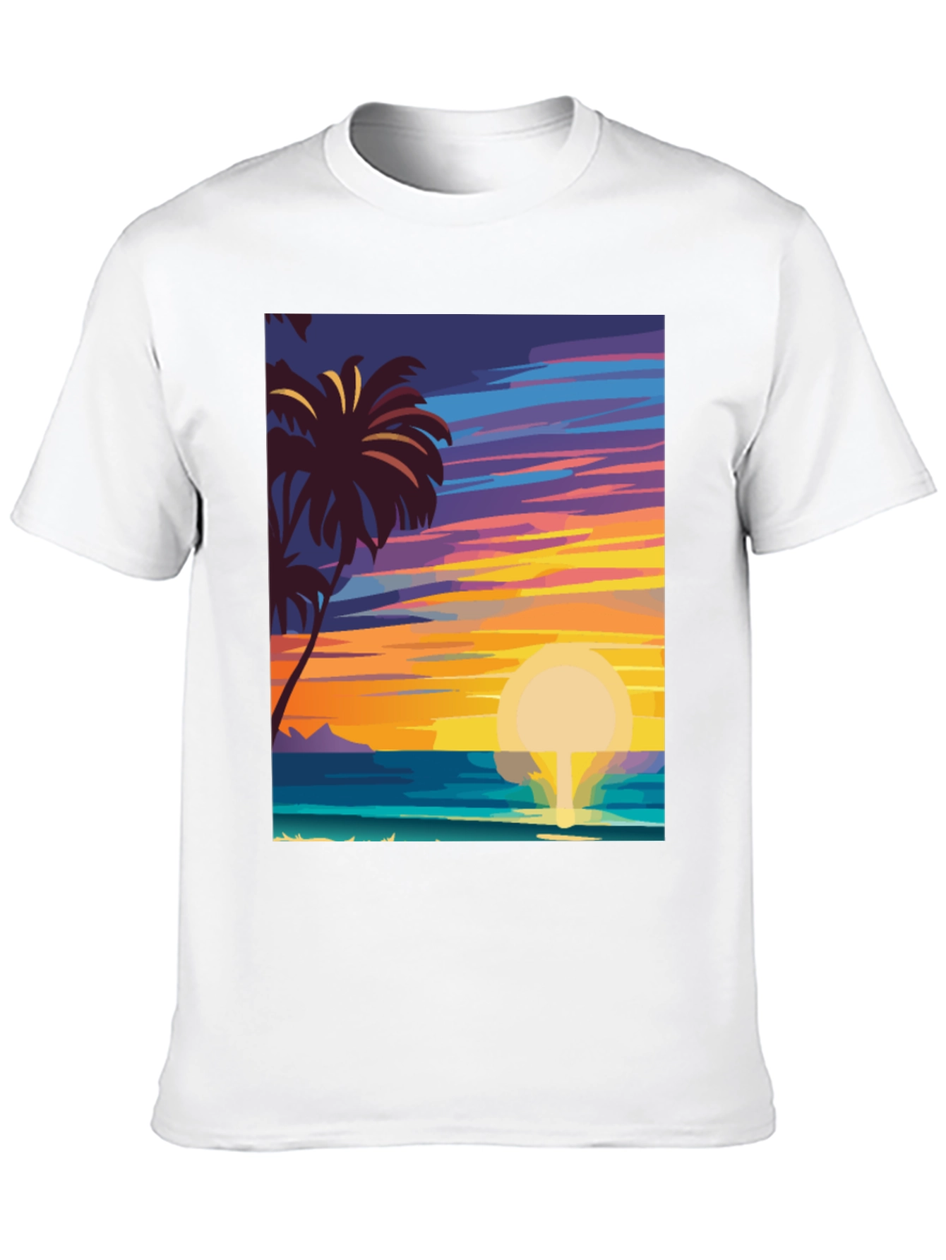 Tropical Sunset Graphic Tee - Island Vibes Black T-Shirt
