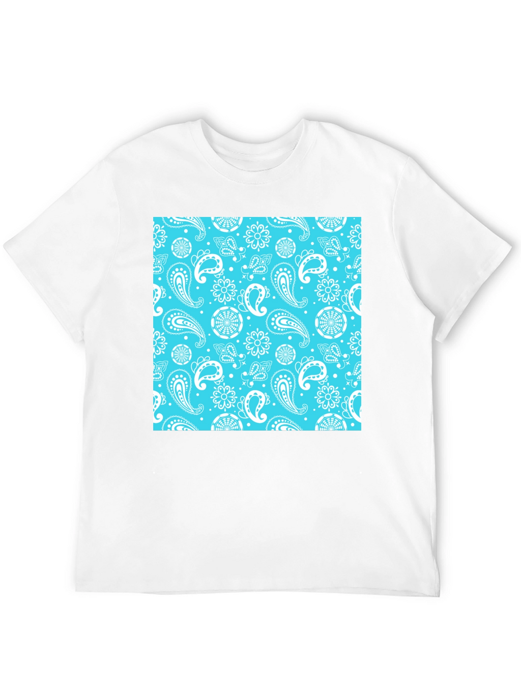 Black Tee with Blue Bandana Print