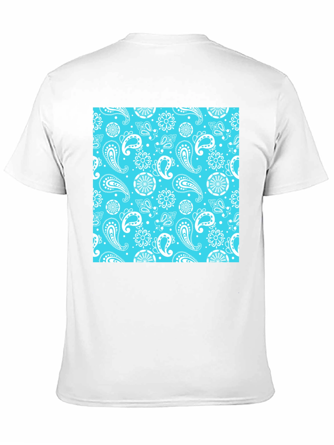 Black Tee with Blue Bandana Print