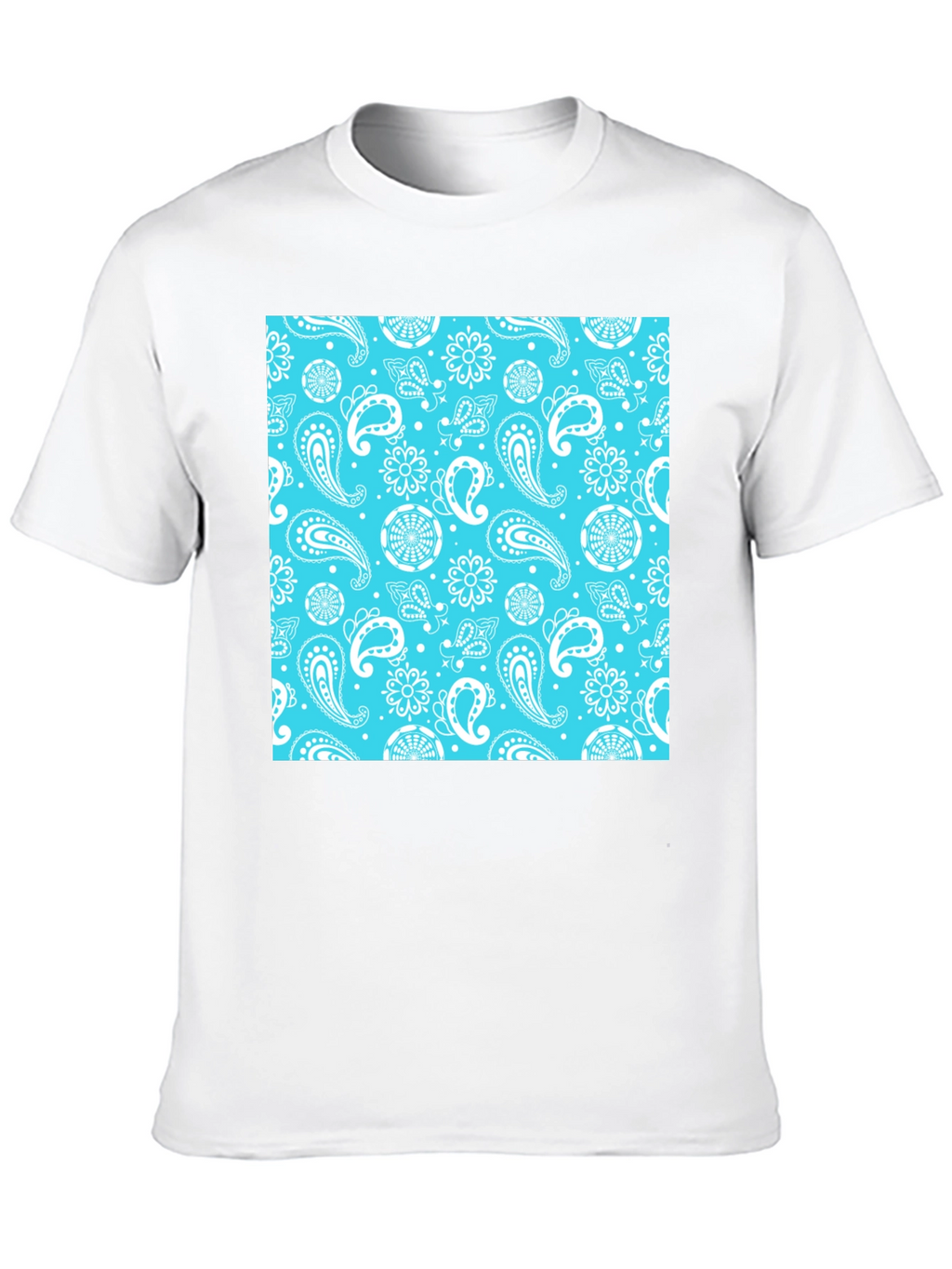 Black Tee with Blue Bandana Print