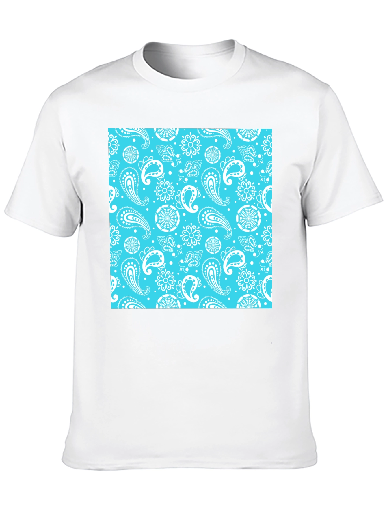 Black Tee with Blue Bandana Print