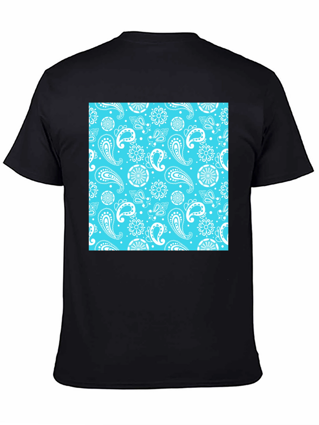 Black Tee with Blue Bandana Print
