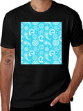 Black Tee with Blue Bandana Print