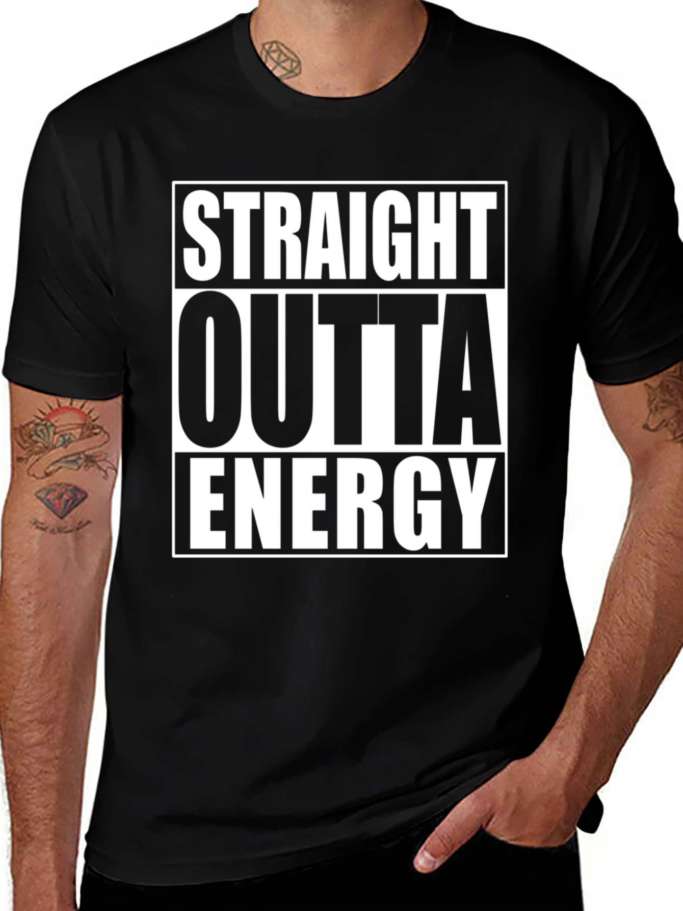 Straight Outta Energy Graphic Tee - Black Cotton T-Shirt