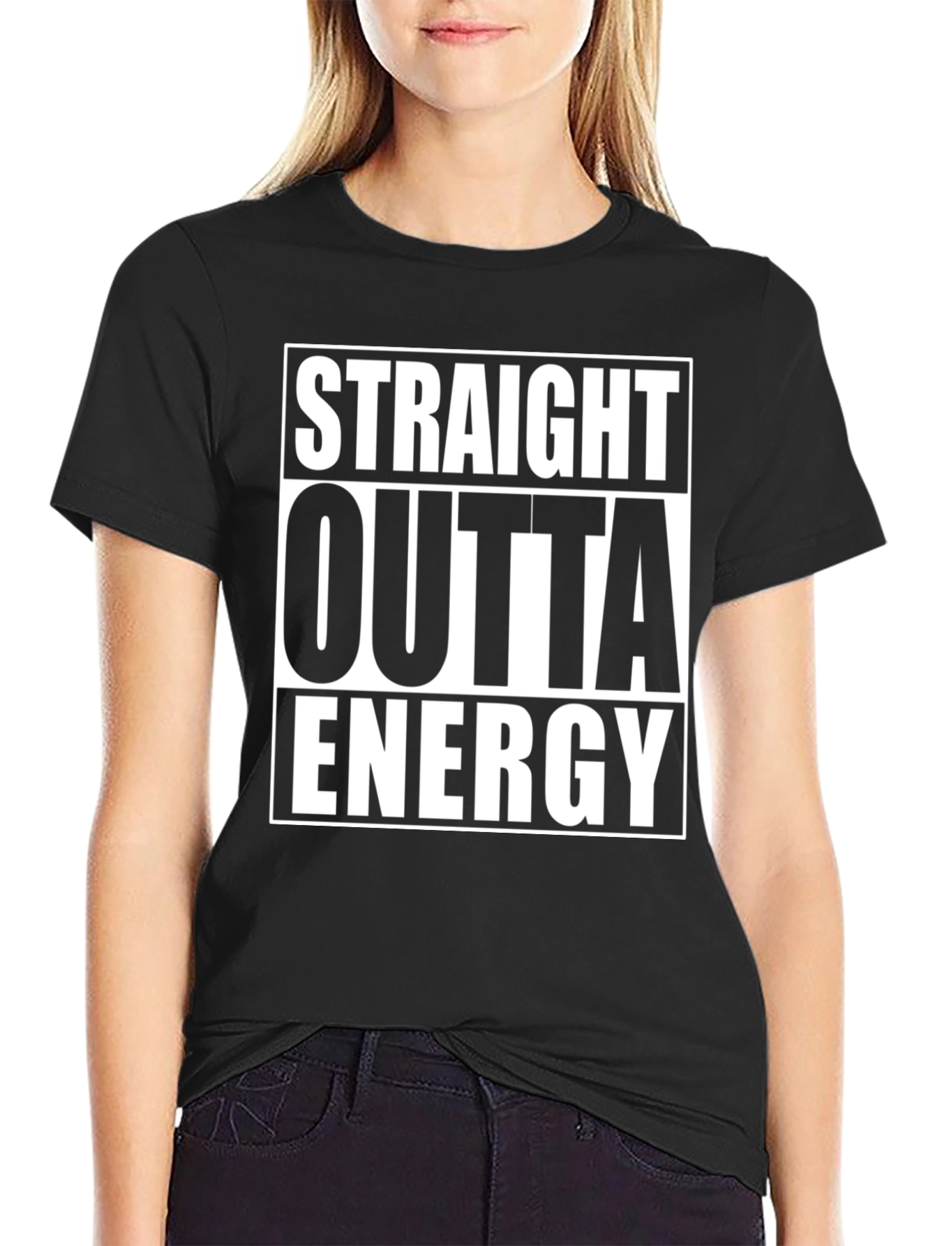 Straight Outta Energy Graphic Tee - Black Cotton T-Shirt