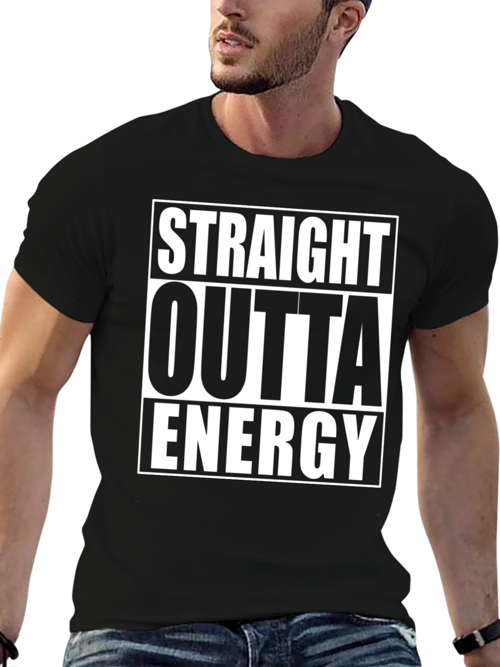 Straight Outta Energy Graphic Tee - Black Cotton T-Shirt