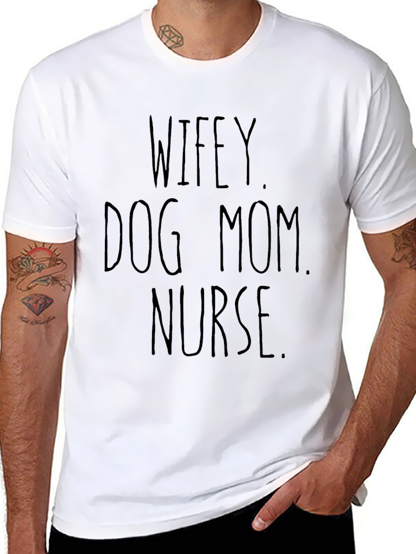 Wifey Dog Mom Nurse Black Graphic Tee