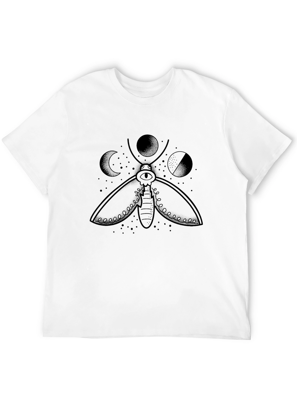 Moth Moon Phases Graphic Tee - Black