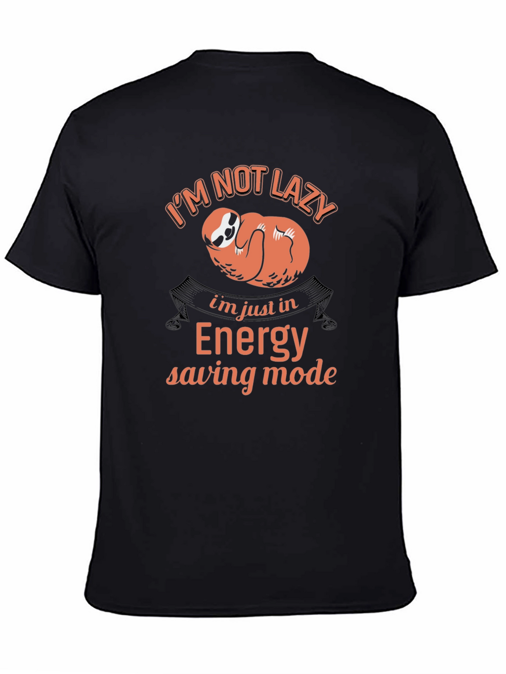 Funny Sloth Energy Saving Mode Black T-Shirt