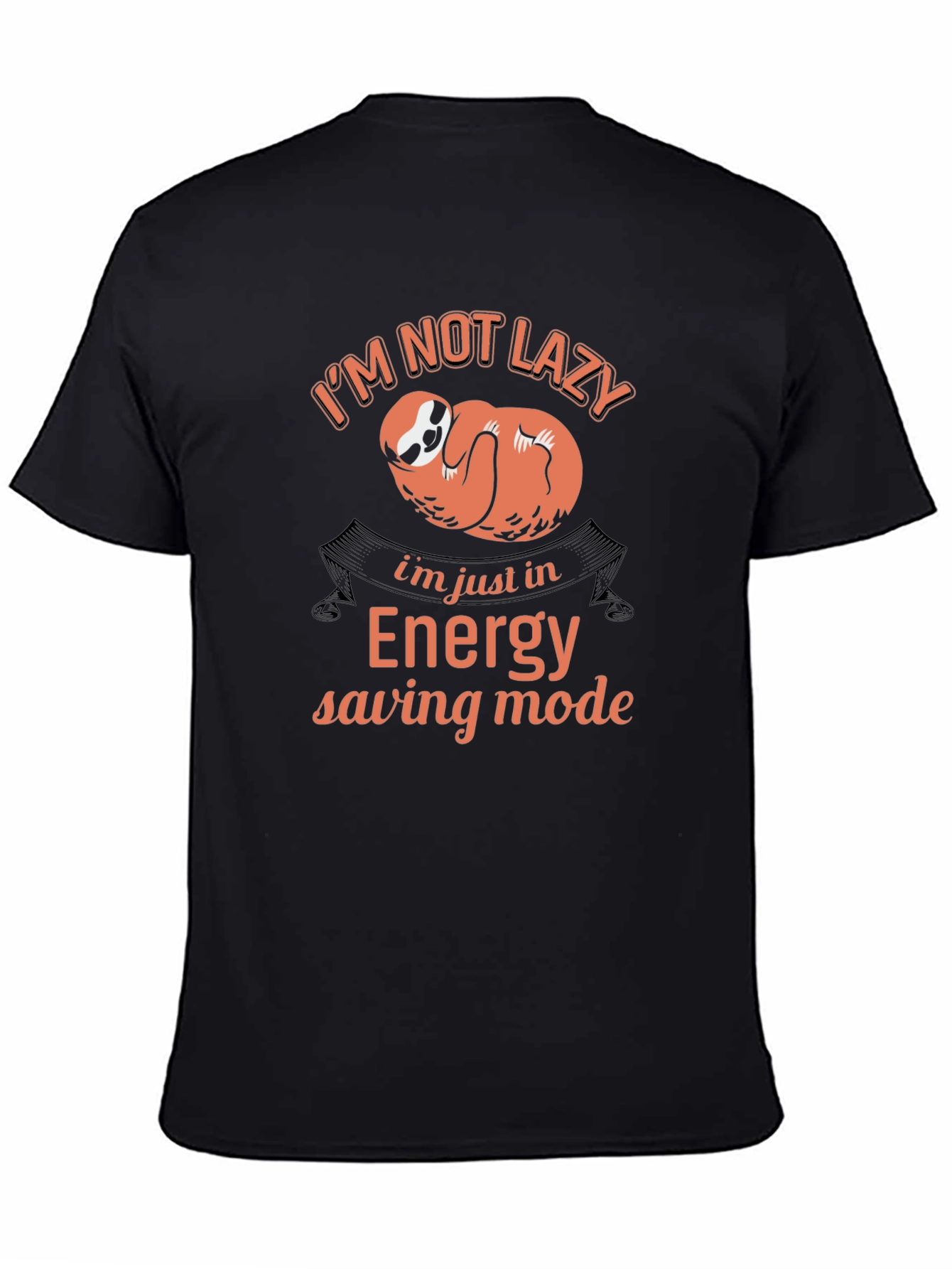 Funny Sloth Energy Saving Mode Black T-Shirt