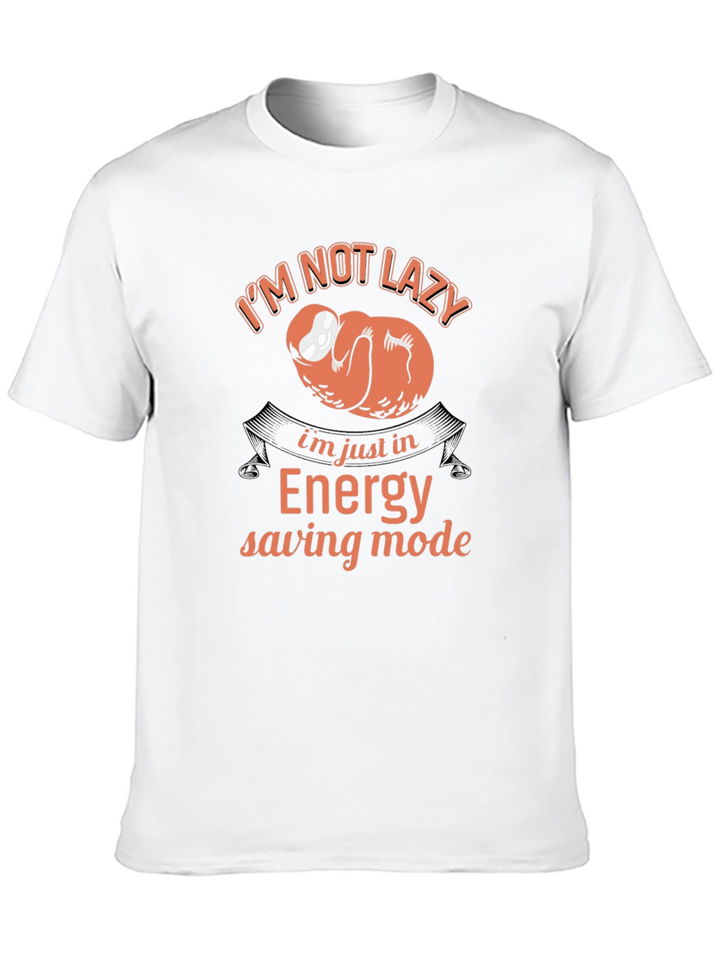 Funny Sloth Energy Saving Mode Black T-Shirt