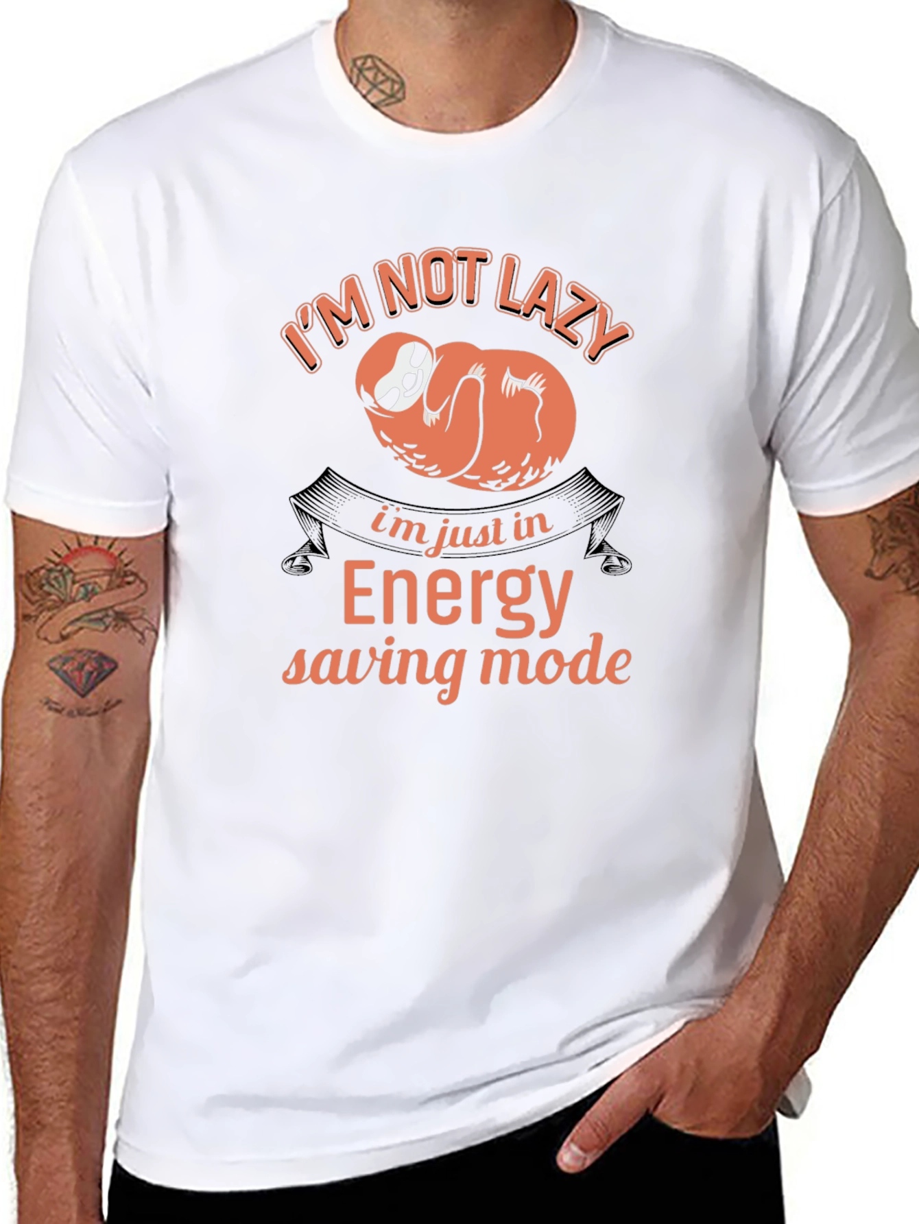 Funny Sloth Energy Saving Mode Black T-Shirt
