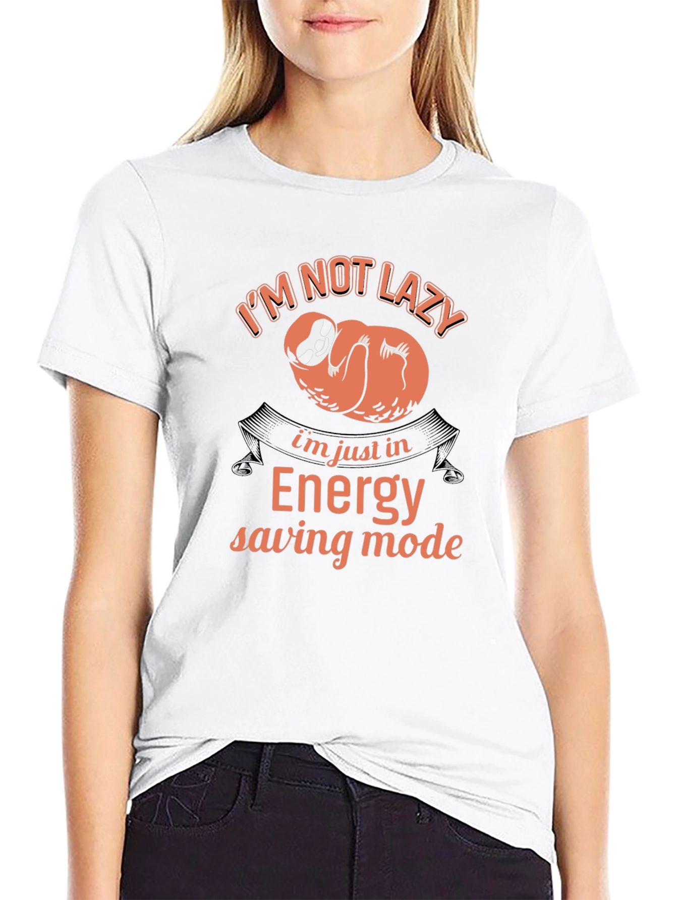 Funny Sloth Energy Saving Mode Black T-Shirt