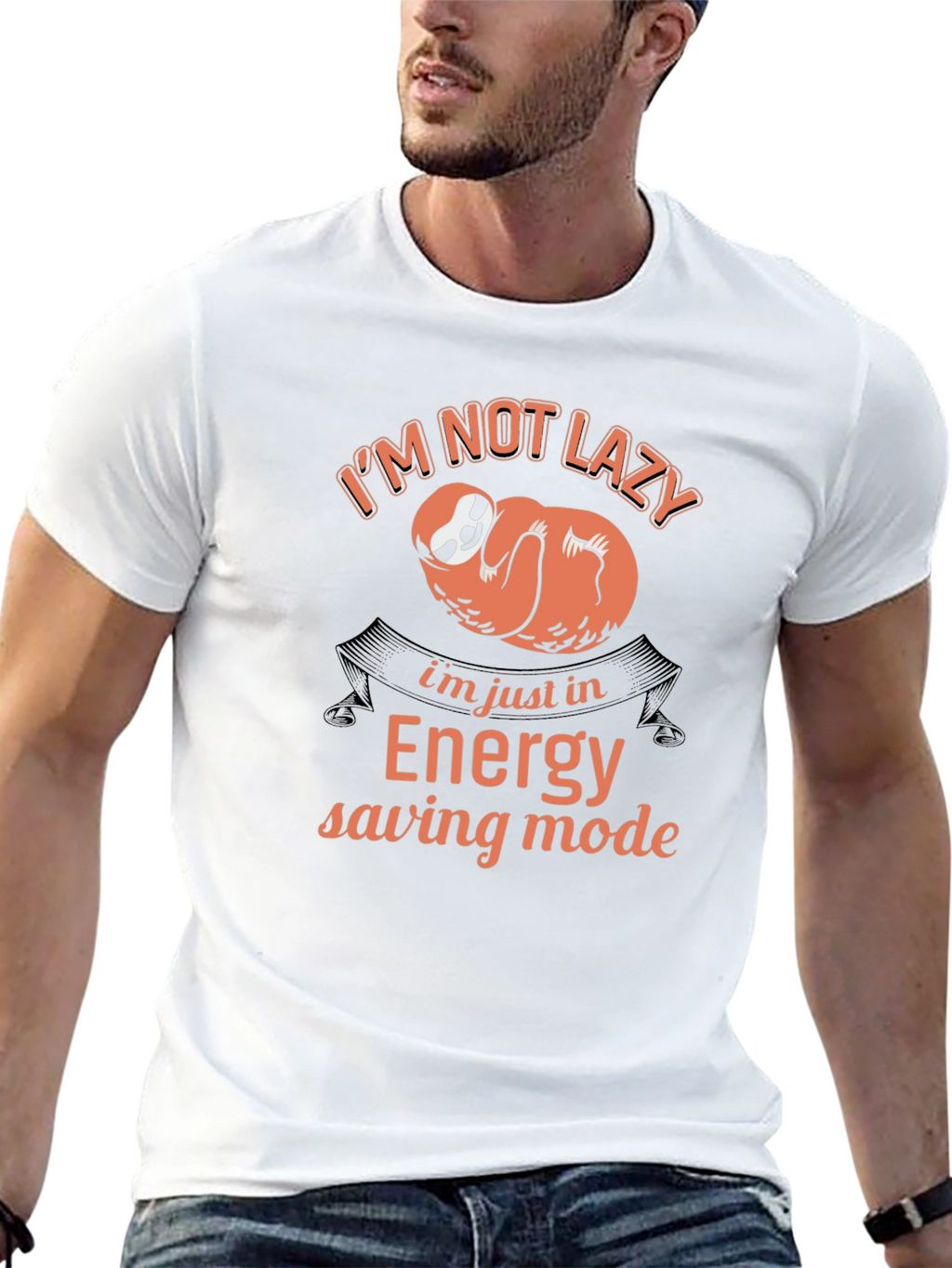 Funny Sloth Energy Saving Mode Black T-Shirt