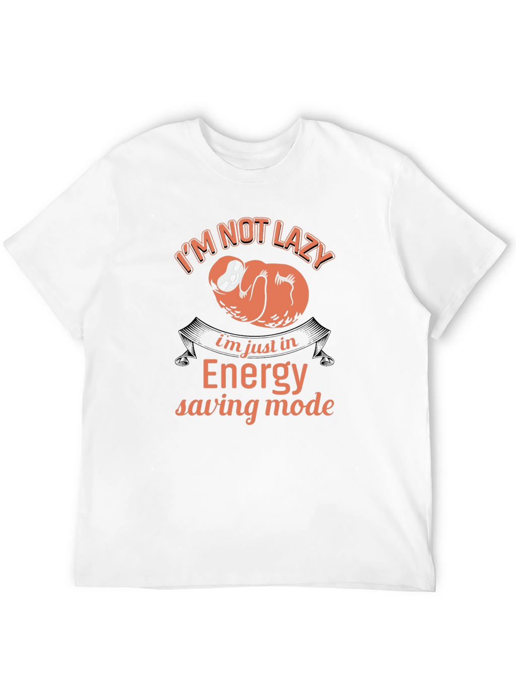 Funny Sloth Energy Saving Mode Black T-Shirt