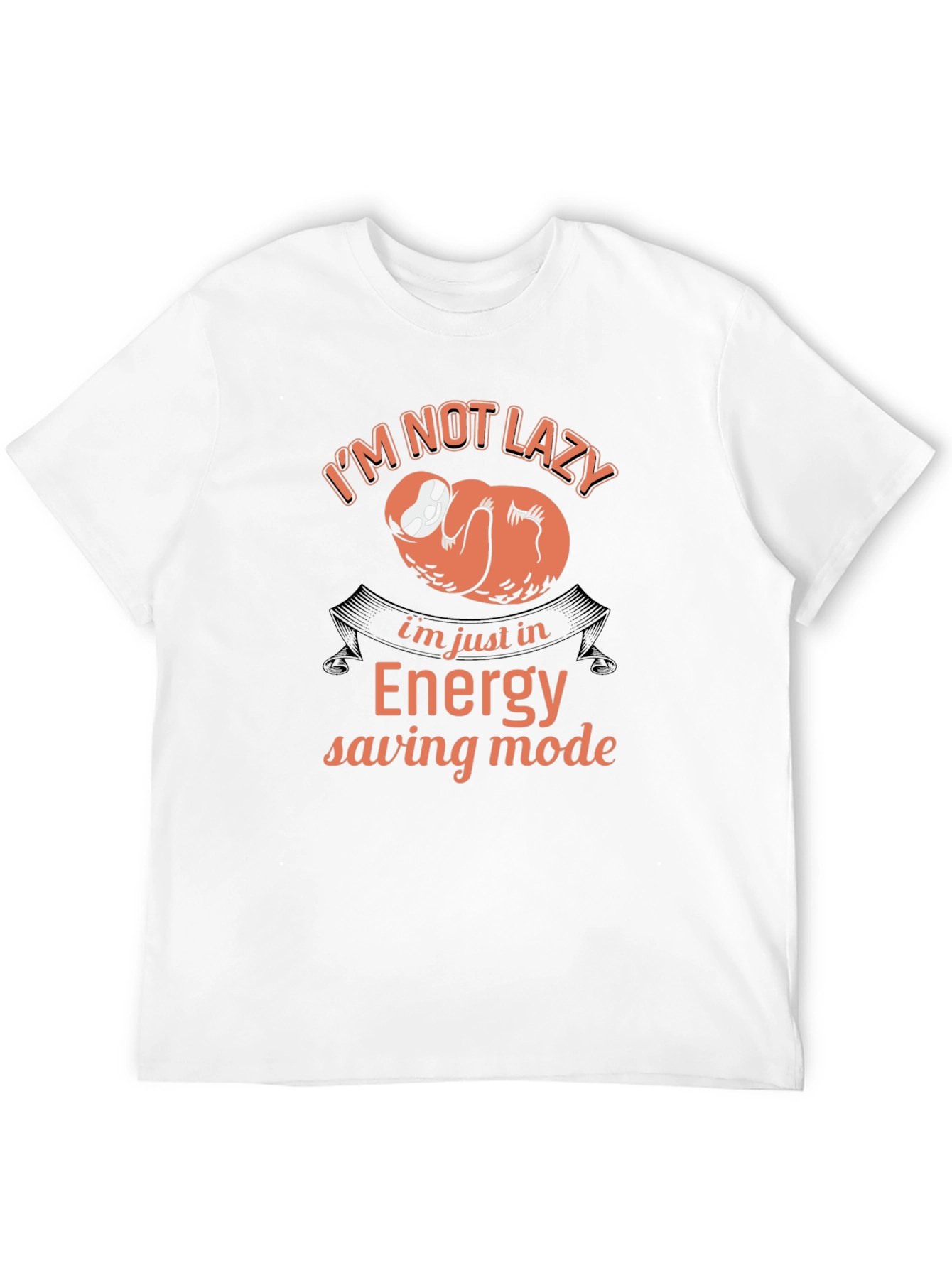 Funny Sloth Energy Saving Mode Black T-Shirt
