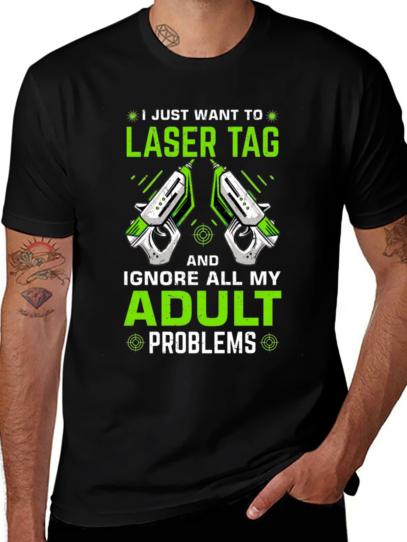 Laser Tag Adult Problems Graphic T-Shirt