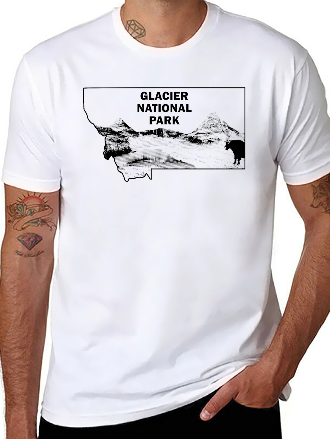 Glacier National Park Black Graphic Tee