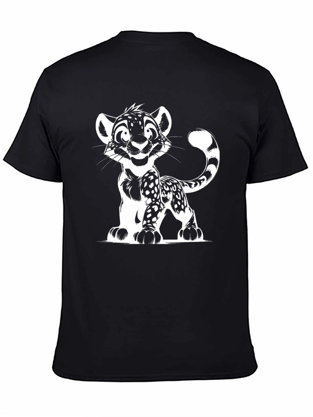 Cartoon Leopard Graphic Black Tee