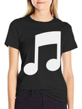 Black T-Shirt with White Musical Note Design