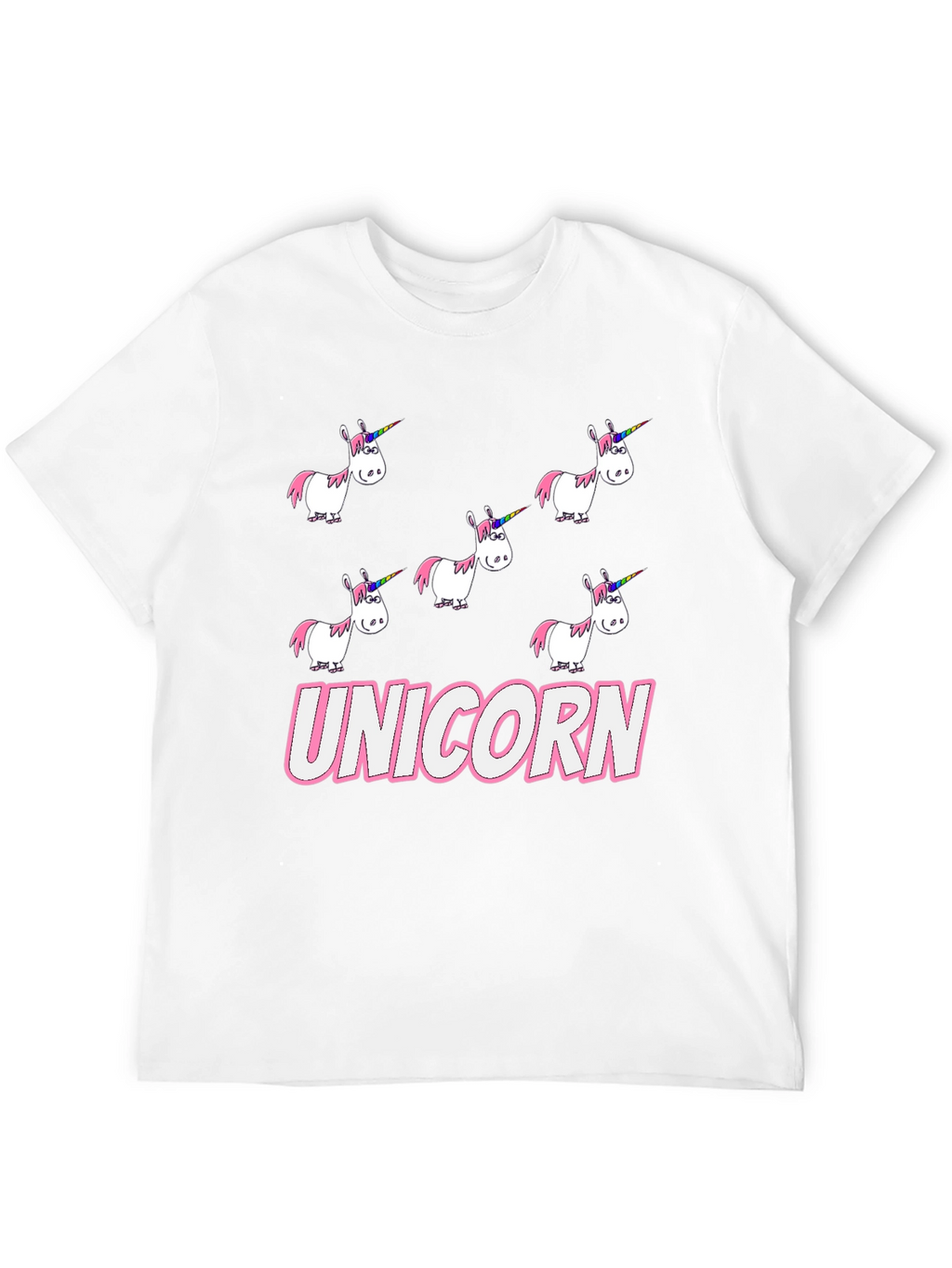 Unicorn Cartoon Print Black T-Shirt
