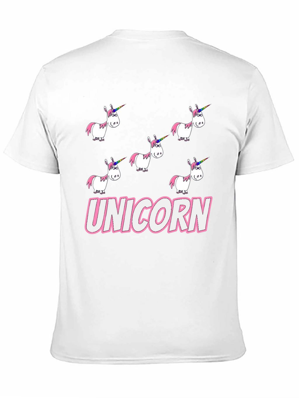 Unicorn Cartoon Print Black T-Shirt