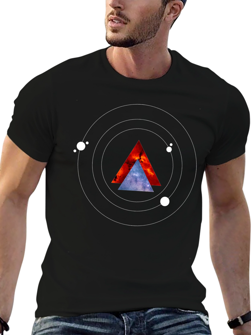 Cosmic Triangle Graphic Tee - Black