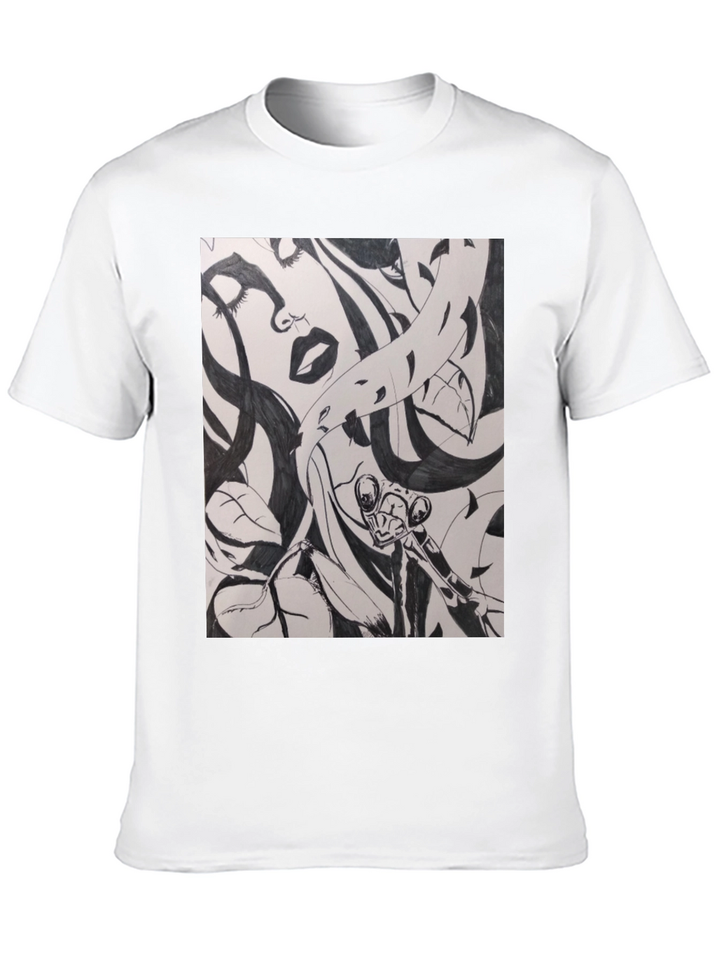 Unique Black T-Shirt with Artistic Graphic Print