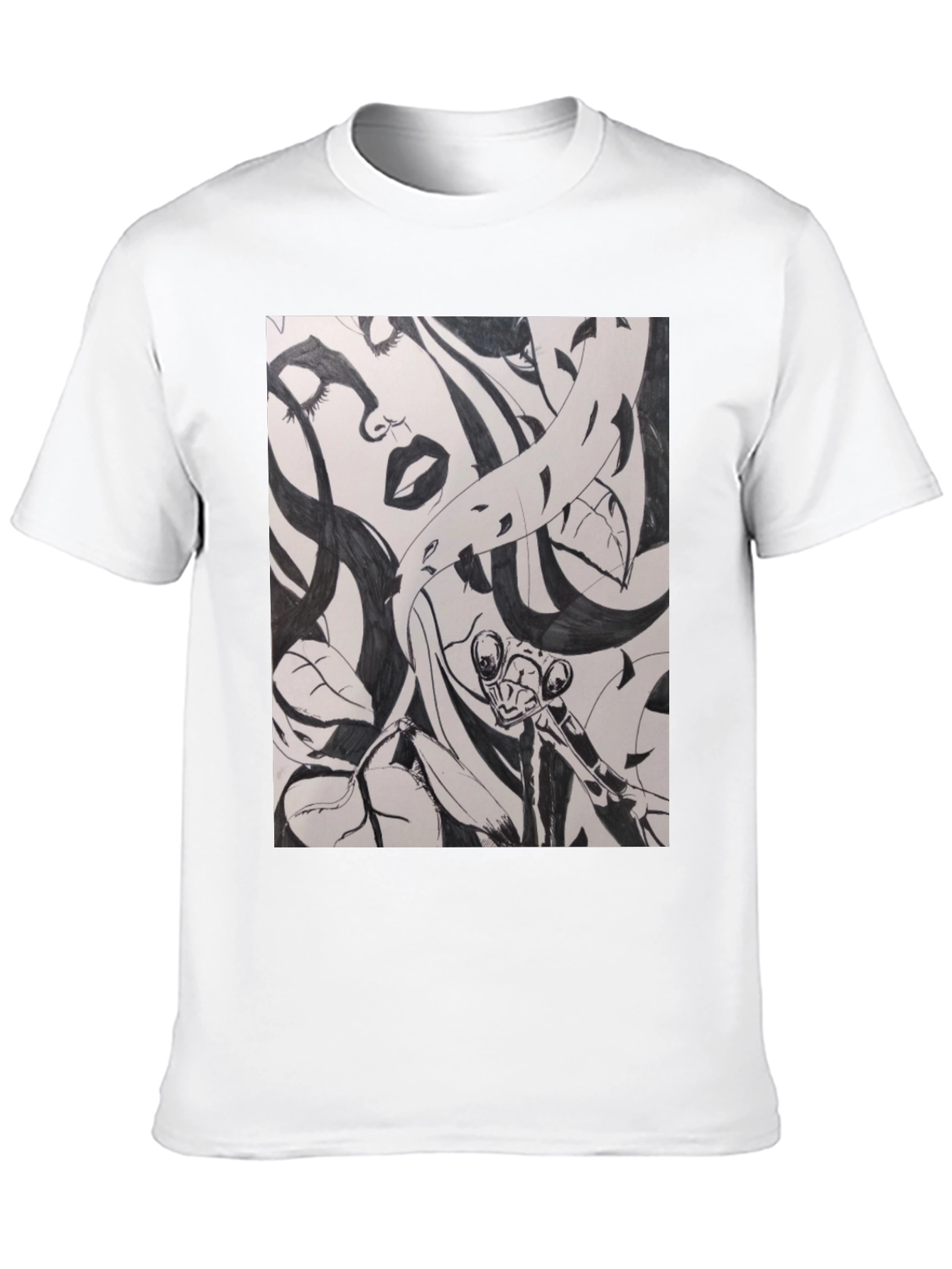 Unique Black T-Shirt with Artistic Graphic Print