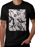 Unique Black T-Shirt with Artistic Graphic Print