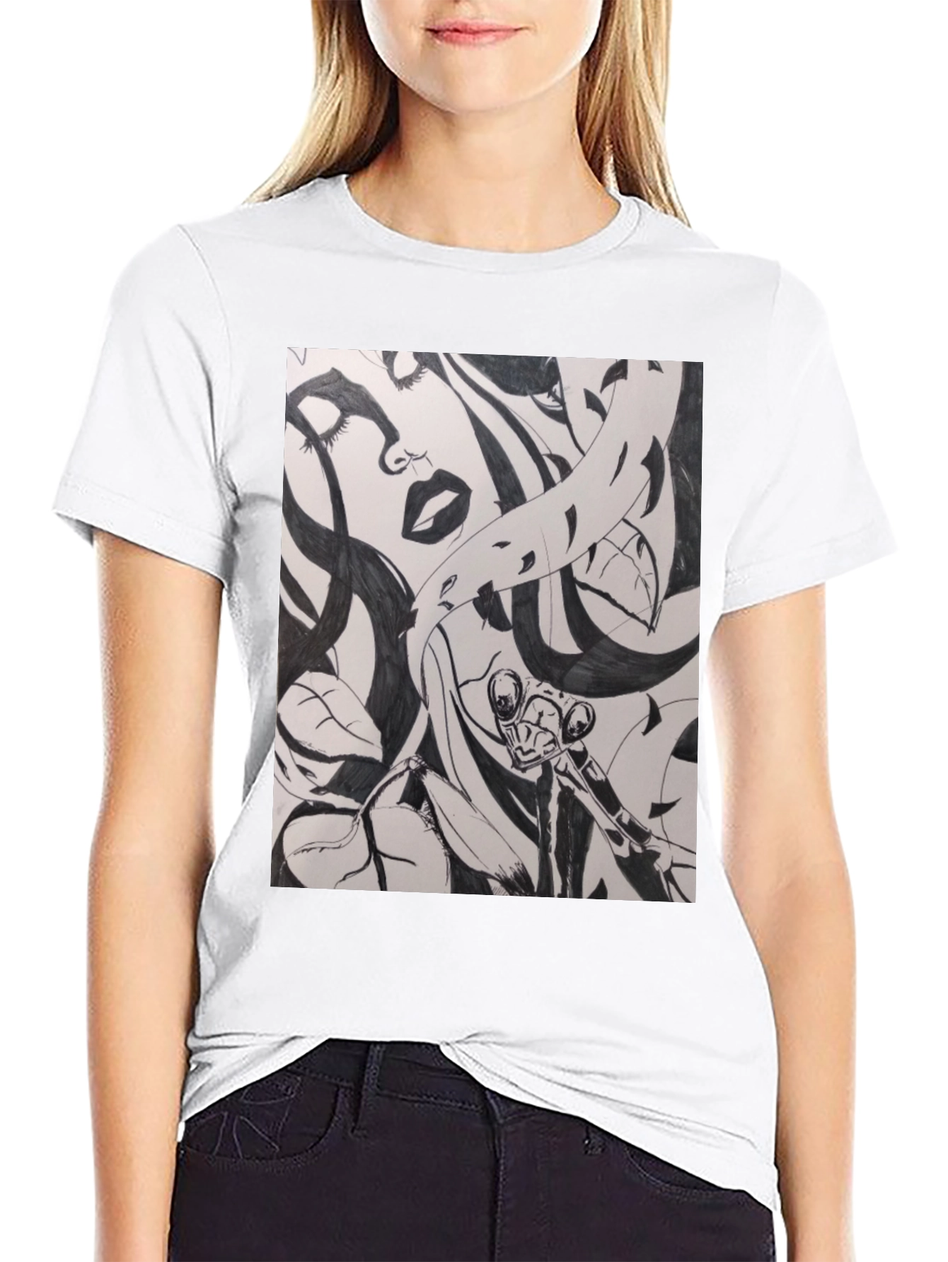Unique Black T-Shirt with Artistic Graphic Print