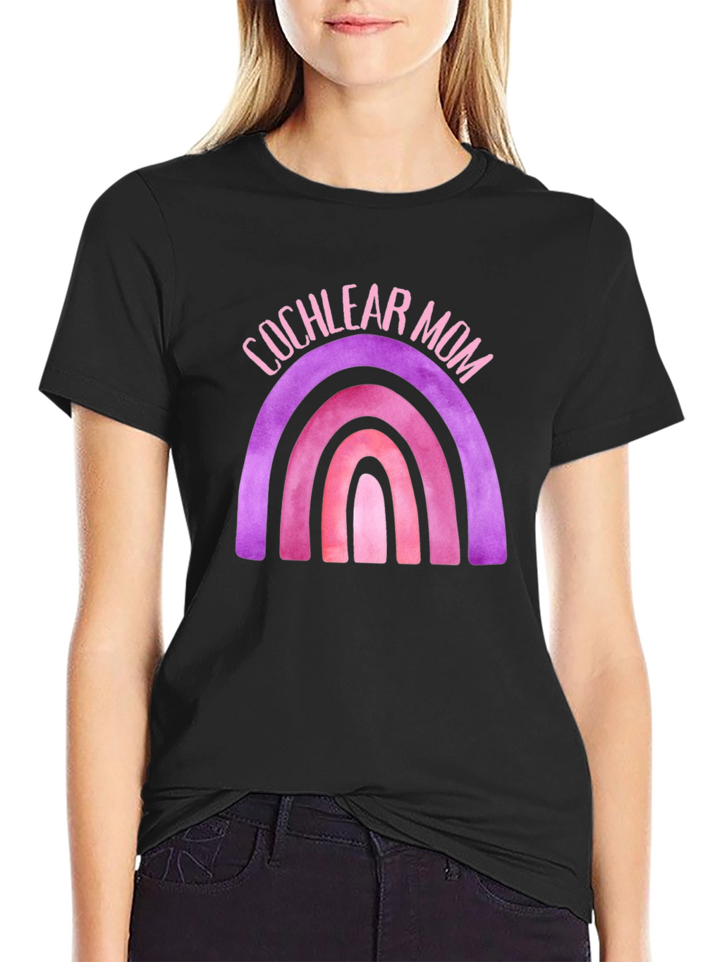 Cochlear Mom Rainbow Graphic Tee