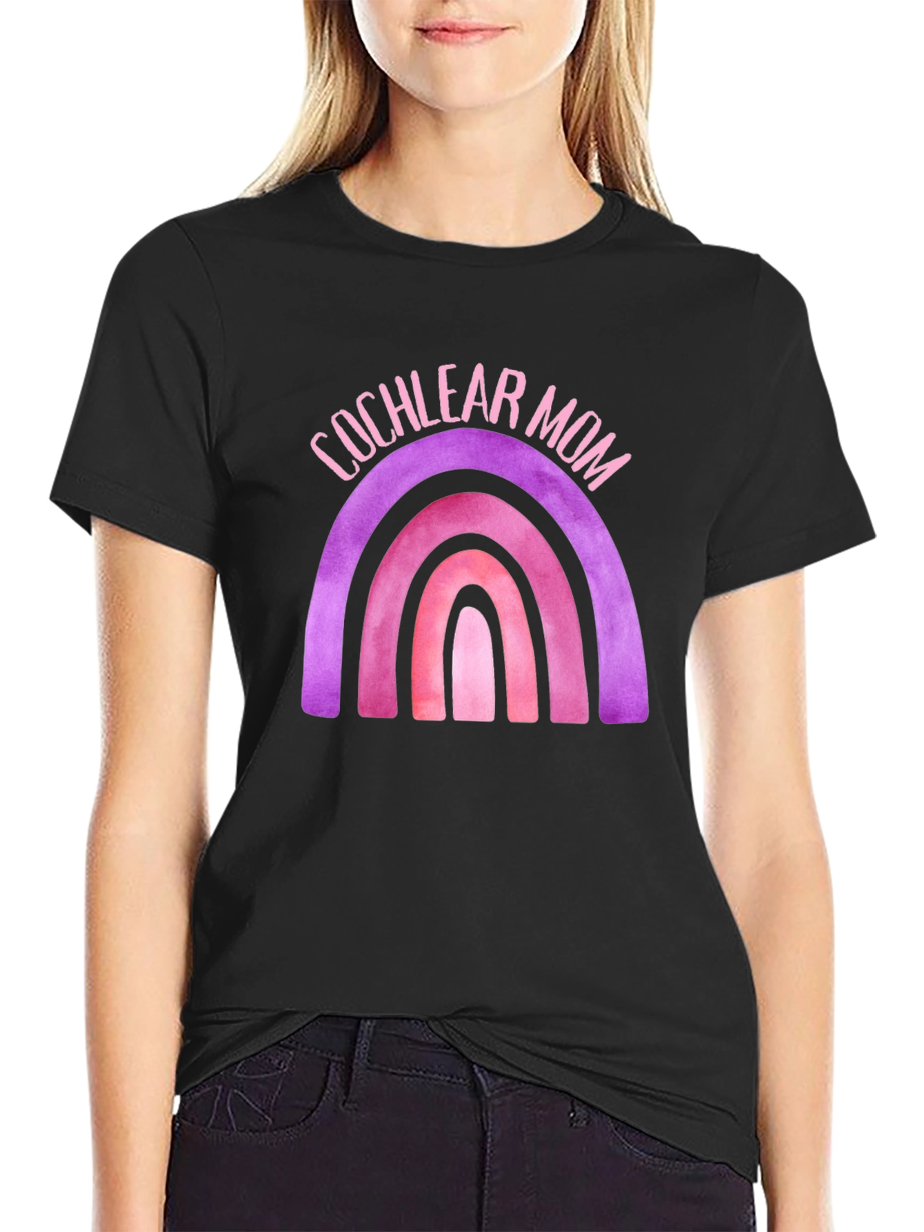 Cochlear Mom Rainbow Graphic Tee