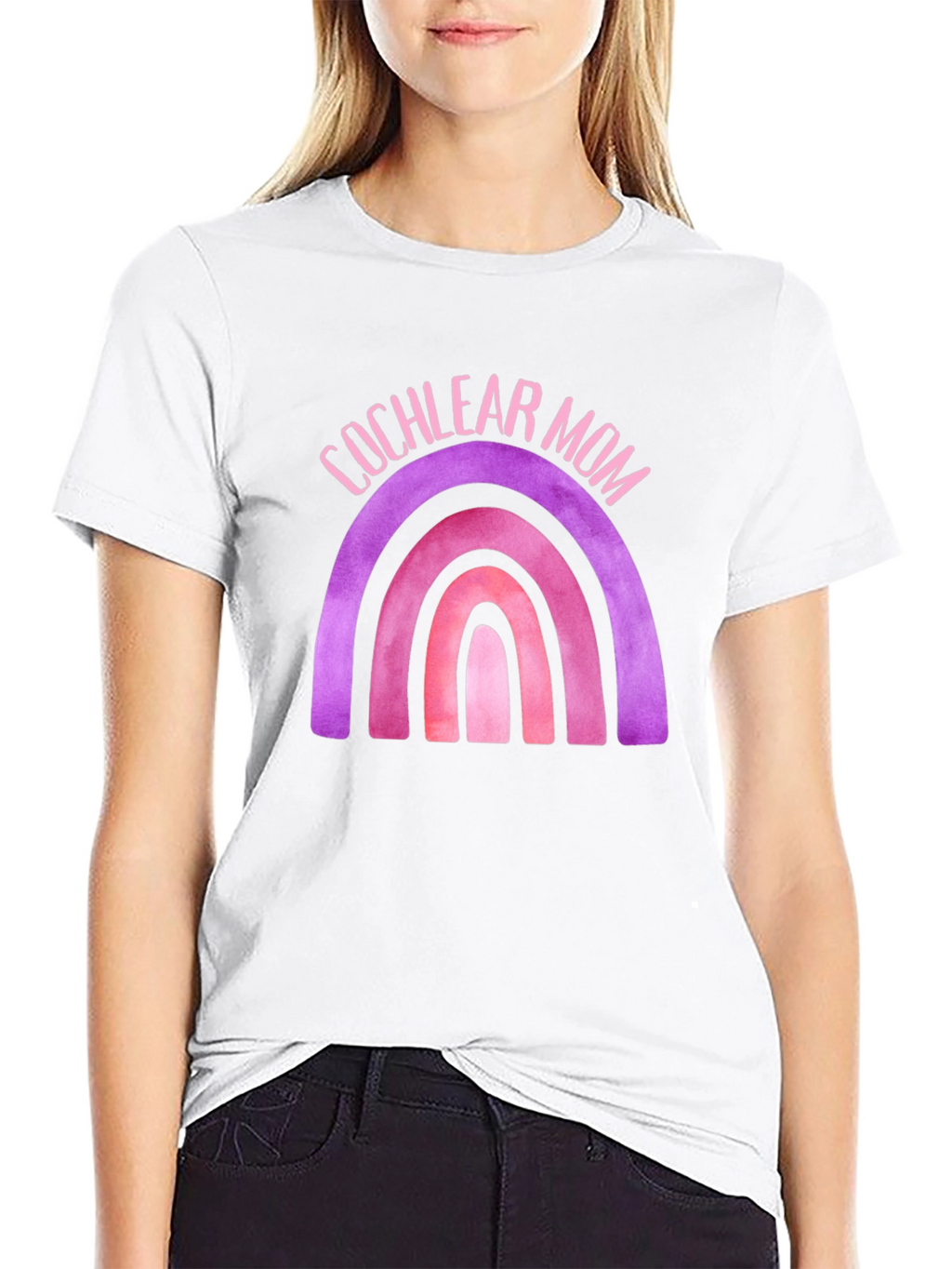 Cochlear Mom Rainbow Graphic Tee