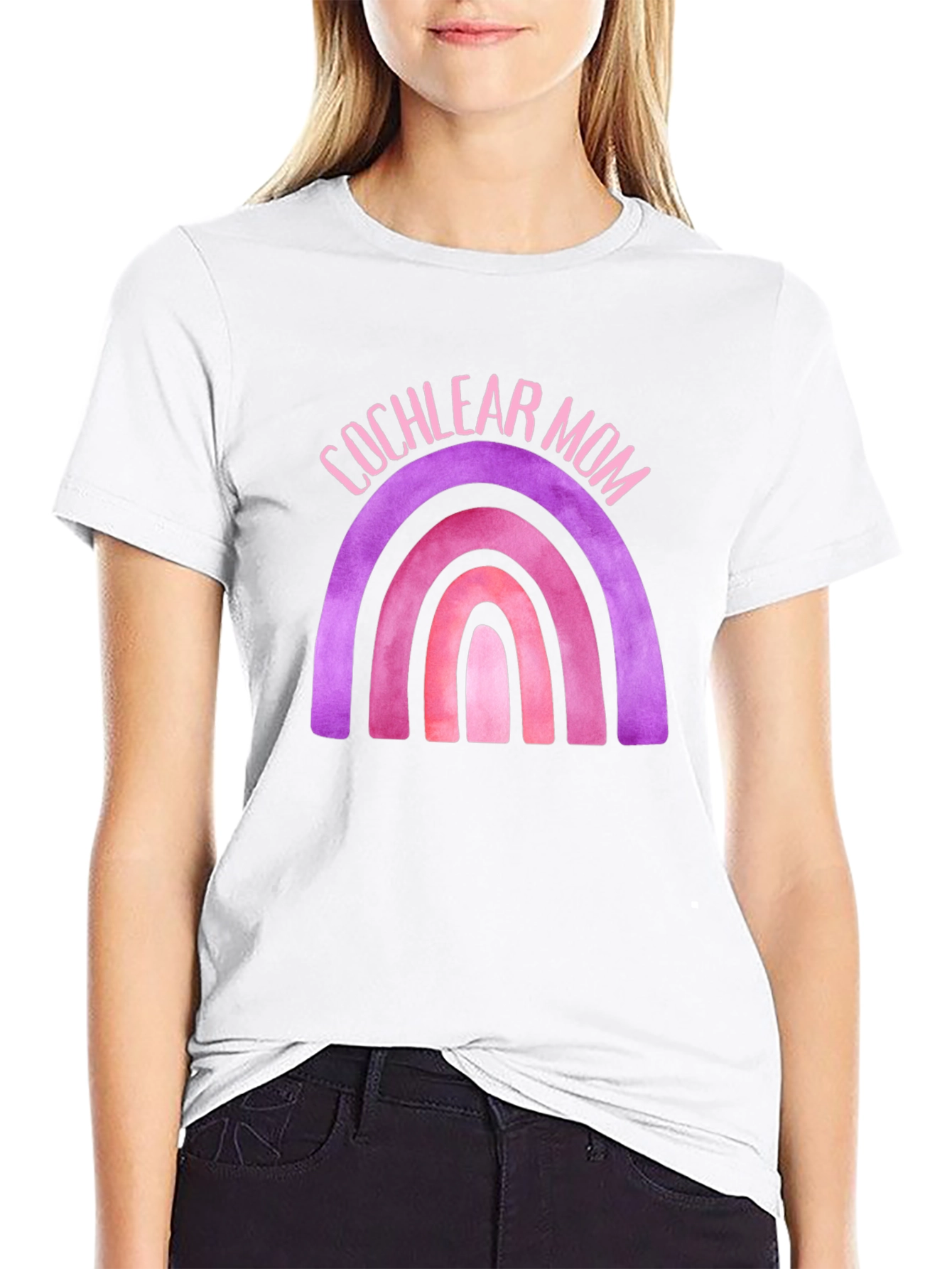 Cochlear Mom Rainbow Graphic Tee