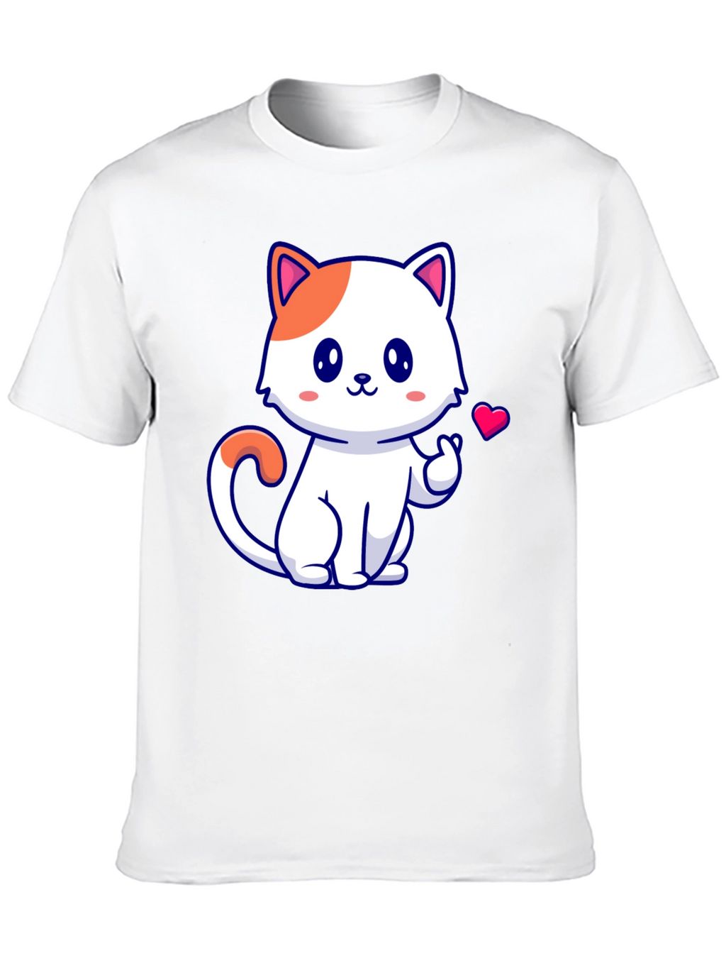 Cute Cat Graphic Tee - Black Cotton T-Shirt