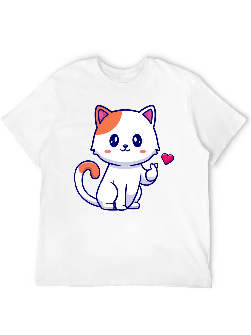 Cute Cat Graphic Tee - Black Cotton T-Shirt