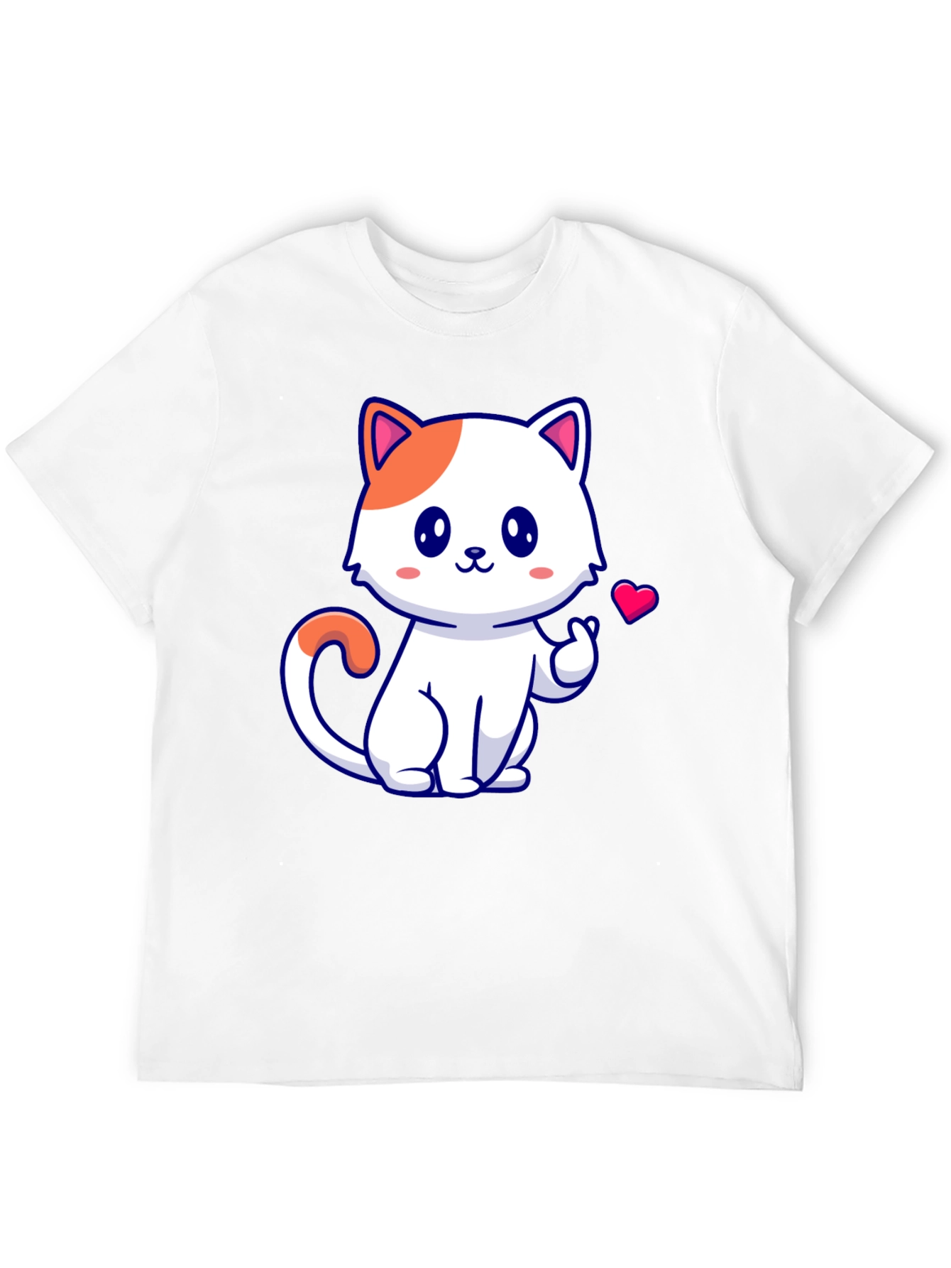 Cute Cat Graphic Tee - Black Cotton T-Shirt